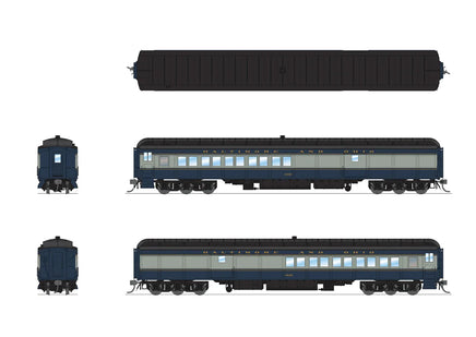 HO Broadway Ltd B&O Coach-Baggage Combine #1497 Blue/Gray/Imitation Gold 9113 - MPM Hobbies