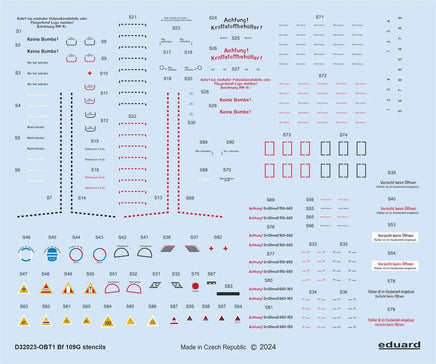 1/32 Eduard Bf 109G stencils decal for REVELL/HASEGAWA D32023