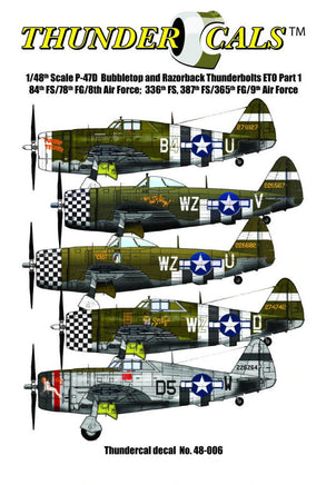 1/48 Thundercals Bubbletop & Razorback Thunderbolts ETO Part 1 84th FS/78th FG 48006