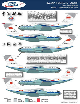 1/144 Fundekals CHINA / PLAAF IL-76 CANDIDS 44006