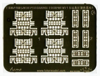 Model kit component for depth charge equipment on a black background