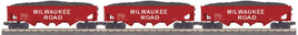 O MTH Milwaukee Road 3-Car 4-Bay Hopper Car Set 30-70138