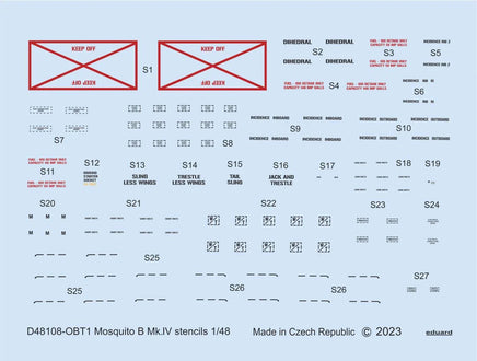 1/48 Eduard Mosquito B Mk.IV stencils for TAMIYA/REVELL D48108