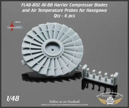 1/48 scale Flying Leathernecks AV-8B Harrier compressor fan detail set with air temperature probes, resin aftermarket parts 48-8112
