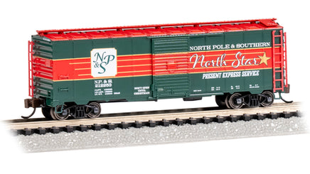 N Bachmann AAR 40' Steel Box Car - Christmas NP&S North Star Present Express 17071