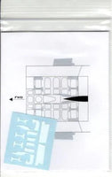 Technical drawing of a vehicle layout with a blue sticker labeled 'HIT' on a white background.
