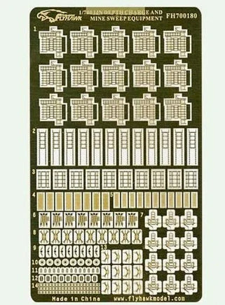 Flyhawk Models 700180 photo-etched brass depth charge and mine sweeping equipment detail set for 1/700 scale WWII naval destroyer and escort models
