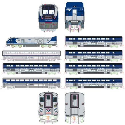 N Kato Amtrak SC-44 & Amtrak Pacific Surfliner 8 Unit Set w/Pre-Installed DCC + Sound 106-9010-S