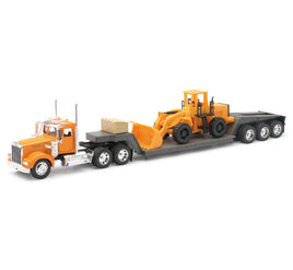 1/32 New-Ray Kenworth W900 Lowboy w/ Construction Tractor 10623