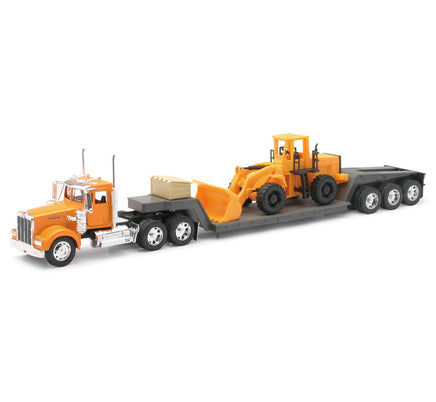 1/32 New-Ray Kenworth W900 Lowboy w/ Construction Tractor 10623
