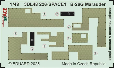 1/48 Eduard B-26G Marauder cockpit insulation & armour plates SPACE SPACE for ICM kit 3DL48226