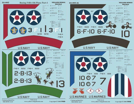 Navy and Marine Corps aviation decals with various insignias and text on a blue background