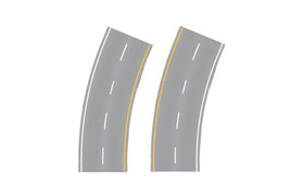 HO Easy Streets Aged Asphalt Broad Turn - Interstate (1 Pair) 315-3011