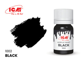 ICM Acrylic Paint Black (12 ml) 1002