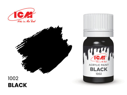 ICM Acrylic Paint Black (12 ml) 1002