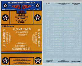 U.S. Marines decal sheet with text and logos on a blue background