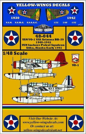 Yellow-Wings Decals packaging with airplane model and text on a yellow background