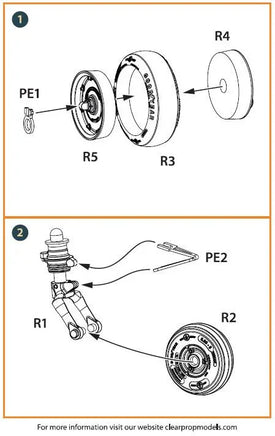Detailed view of Clear Prop A72016 precision-molded wheels showing accurate tread patterns and hub details for 1/72 UH-2 Seasprite all versions helicopter kit
