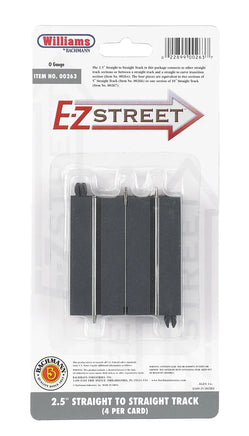O Williams E-Z Street 2.5" Straight to Straight Track (4/Card) 00263