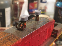 Model train on a track with a blurred background