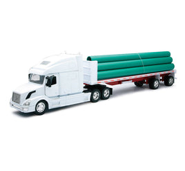 1/32 New-Ray Volvo VN-780 Flatbed Trailer with Long Pipe 14223