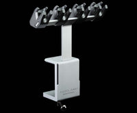 Metallic jewelry display stand with 'Allegri' branding on a white background