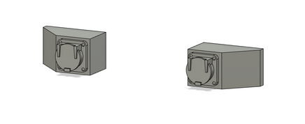 Two gray rectangular objects with circular ports on a white background