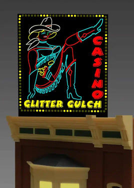 N/HO Miller Engineering Small Glitter Gulch Casino Billboard 44-2602 - MPM Hobbies