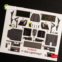 1/48 Kelik F-35A Lightning II interior 3D decals for Meng kit K48049