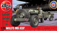 1/72 Airfix Willys British Airborne Jeep, Trailer & 75mm Howitzer M1 Gun D-Day A02339