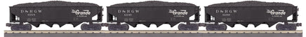 O MTH Denver & Rio Grande 3-Car 4-Bay Hopper Car Set 30-70140