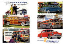 Collection of vintage automobiles displayed in a collage format.