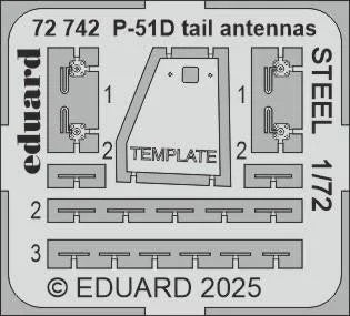 1/72 Eduard P-51D tail antennas STEEL Photo etched set for kit 72742