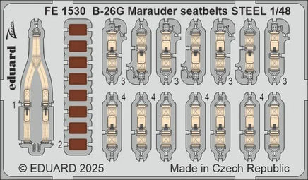 1/48 Eduard B-26G Marauder seatbelts STEEL Zoom set for ICM kit FE1530