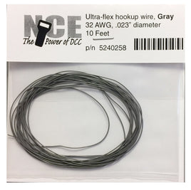 NCE Gray Ultra-Flex Wire 32AWG 10 Feet 0258