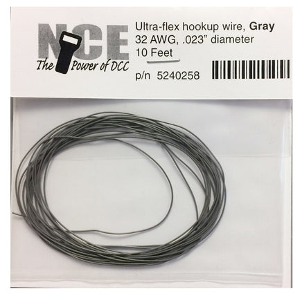NCE Gray Ultra-Flex Wire 32AWG 10 Feet 0258