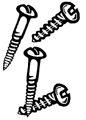 Two screws on a white background