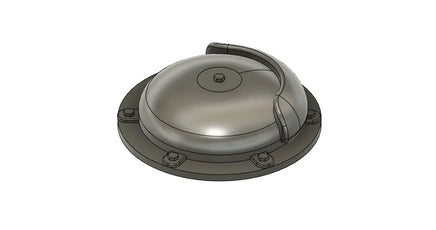 Metallic dome-shaped object on a white background