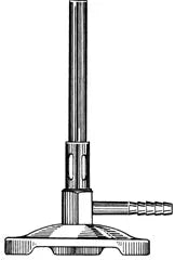 Perfect Parts Bunsen Burner 604 laboratory heating device with silver metal base, vertical gas tube, adjustable air collar, and needle valve for flame control
