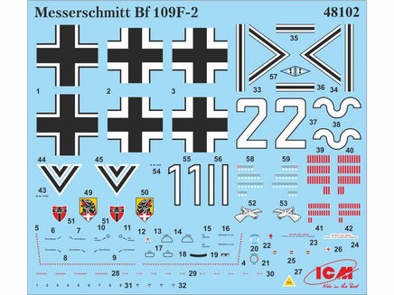 1/48 ICM Messerschmitt Bf 109F-2 WWII German Fighter 48102