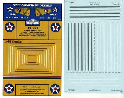 Yellow-Wings Decals packaging with model airplane decal sheet on a white background