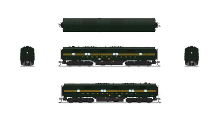 N Broadway Ltd EMD E7 A/B PRR 5844A/5844B DGLE 5-Stripe, A-Unit Paragon4 Sound/DC/DCC, Unpowered B-Unit 8772