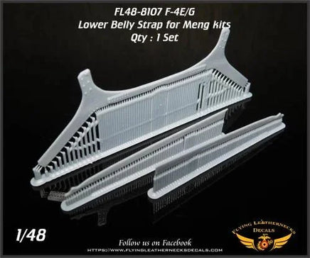 Flying Leathernecks 48-8107 F-4E/G/J(UK) Phantom belly strap detail set with three 3D printed pieces for 1/48 scale Meng F-4 Phantom model kits
