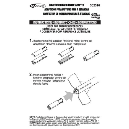 Estes Rockets Engine Adapters Mini to Standard 002316