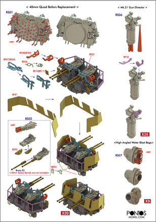 1/200 Pontos Model USS Missouri/Iowa 1944 Advanced Add-On Set 21002F1