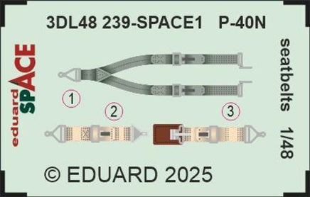 1/48 Eduard P-40N seatbelts SPACE 3DL48239