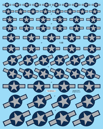 1/48 Fundekals STARS & BARS GRAY WWII 48013