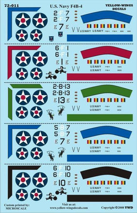 U.S. Navy F4B-4 aircraft decal sheet with various markings and logos.
