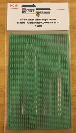 Green shingles packaging with a label on a wooden surface