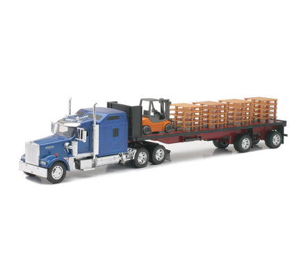 1/32 New-Ray Kenworth Flatbed w/ Forklift and Pallet 10263